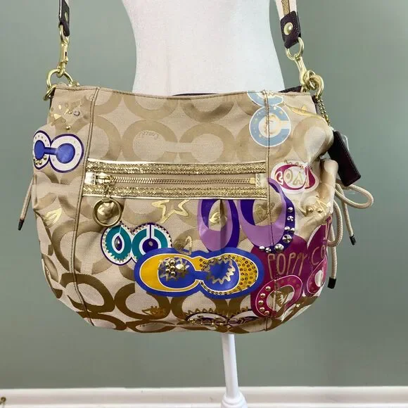 Coach Poppy Jazzy Bag Purse Signature C Canvas Graffiti Shoulder Crossbody 15311 - Picture 2 of 16